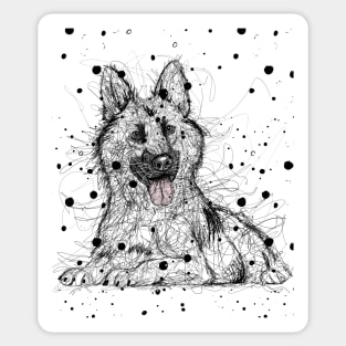 German Shepherd Scribble Artwork Sticker